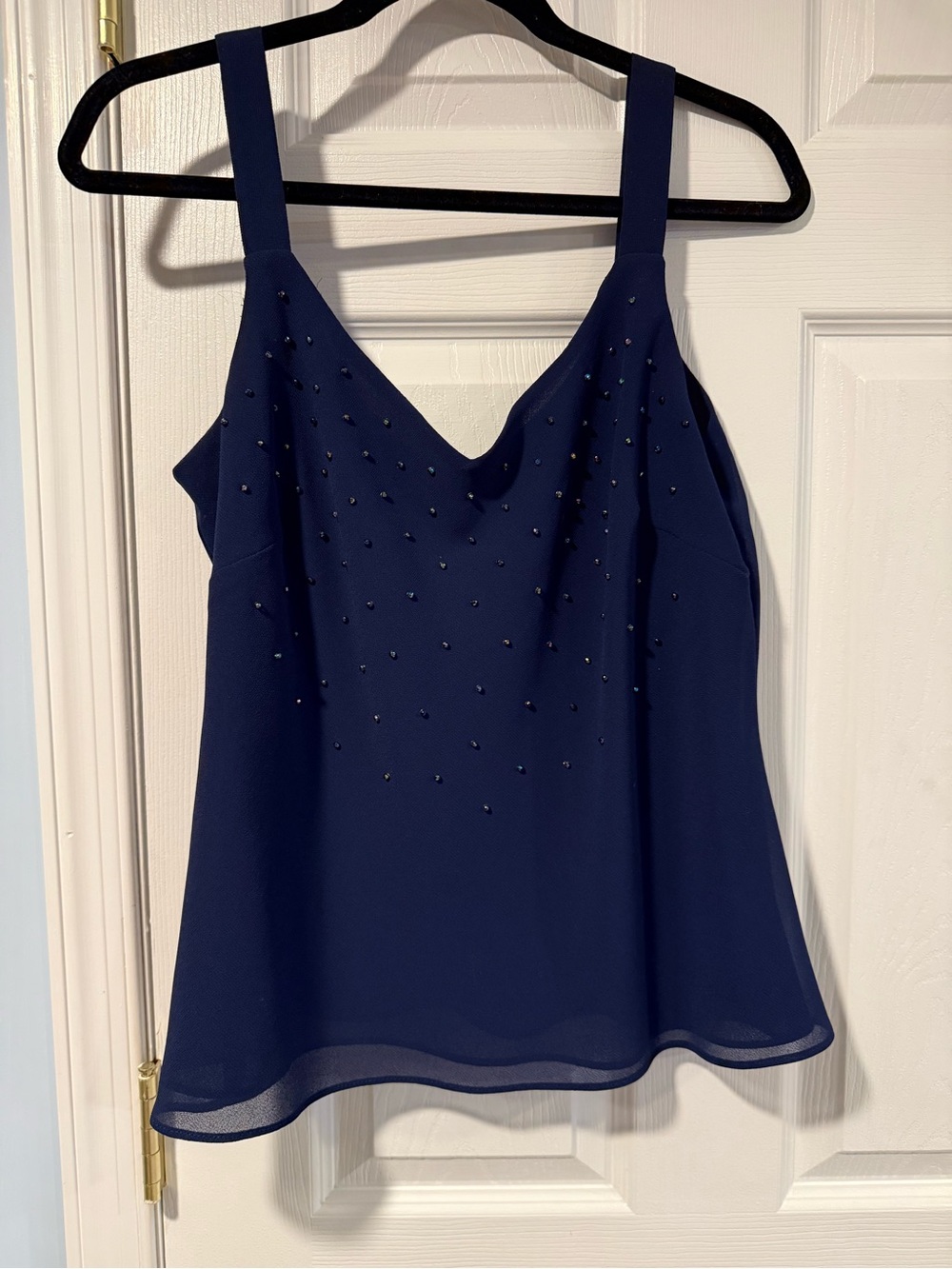 Navy Beaded Sleeveless Cami Top